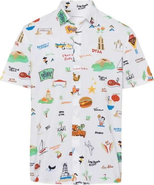 BALDESSARINI Korte Mouw All Over Print Shirt White Heren