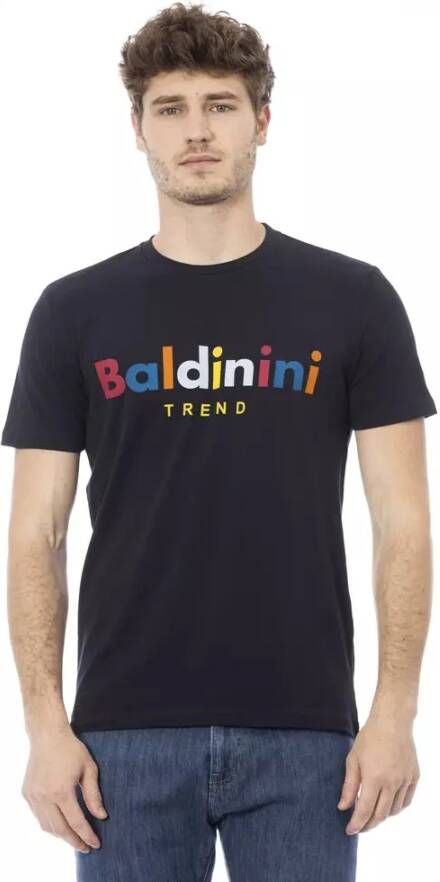 Baldinini Blauw Katoenen T-shirt Ronde Hals met Print Voorzijde Blue Heren