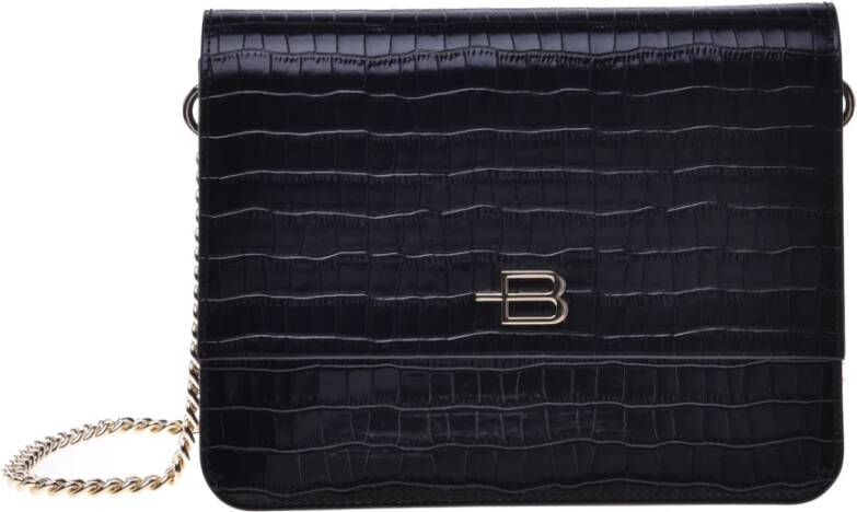 Baldinini Zwarte kalfsleren schoudertas Black Dames