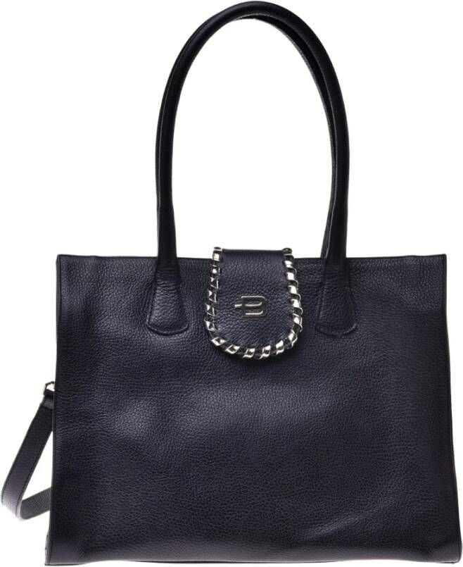 Baldinini Zwarte kalfsleren schoudertas Black Dames