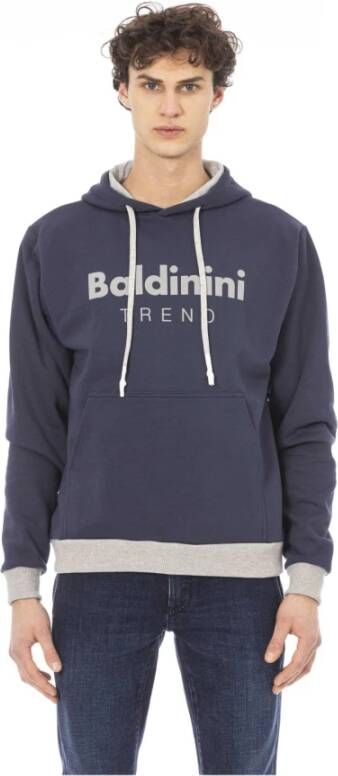 Baldinini Blauwe katoenen fleece hoodie met logo Blue Heren