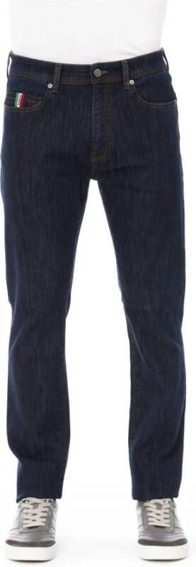 Baldinini Blauwe Katoenen Jeans voor Heren Logo Knoop Regular Fit Blue Heren