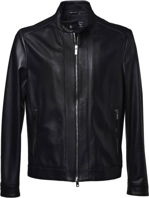 Baldinini Blue leather jacket Blauw Heren