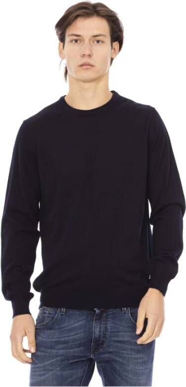 Baldinini Handtekening Monogram Crewneck Sweater Blue Heren
