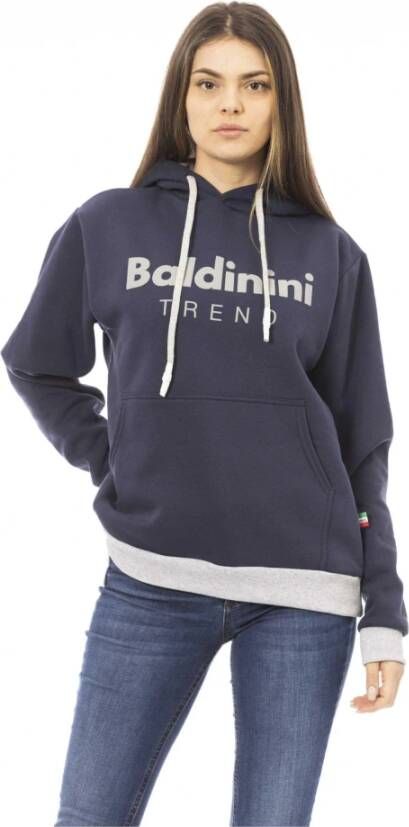 Baldinini Blauwe katoenen sweater met fleece hoodie met lange mouwen Blue Dames