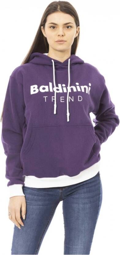 Baldinini Trendy Paarse Katoenen Fleece Hoodie Logo Purple Dames