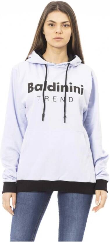 Baldinini Trendy Paarse Trui met Capuchon en Voorlogo Purple Dames