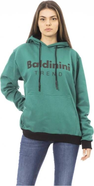 Baldinini Zwarte katoenen hoodie met logo op de voorkant Green Dames