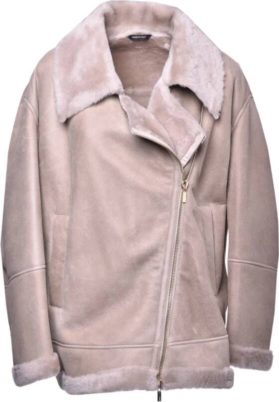 Baldinini Down jacket in beige fur Beige Dames