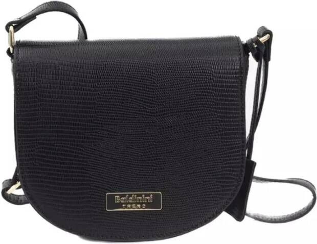 Baldinini Elegante zwarte schoudertas met gouden accenten Black Dames
