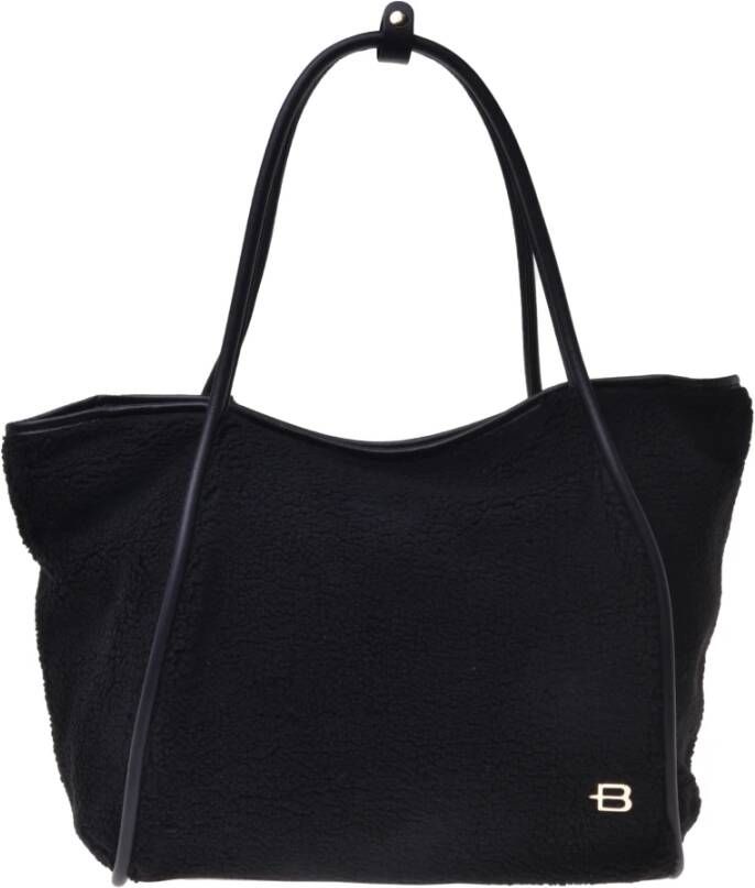 Baldinini Fur shoulder bag with black leather inserts Zwart Dames