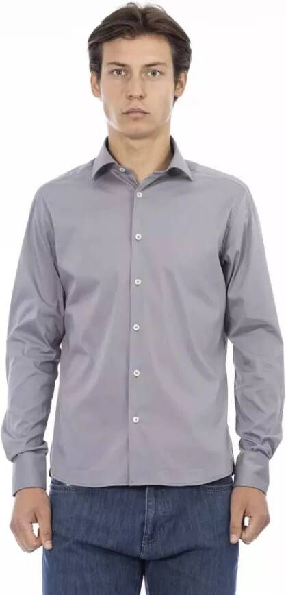 Baldinini Upgrade je formele garderobe met deze Slim Fit Overhemd Grijs Heren