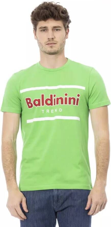 Baldinini Smaragdgroen Katoenen T-shirt Stijlvol Casual Elegant Green Heren