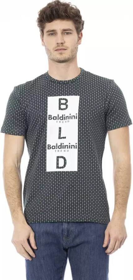 Baldinini Groen Katoenen T-shirt met Print op de Voorkant Black Heren
