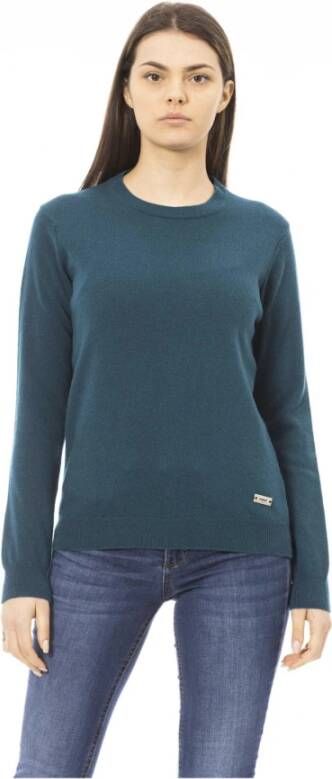 Baldinini Groene Wollen Trui Handtekening Monogram Crewneck Green Dames