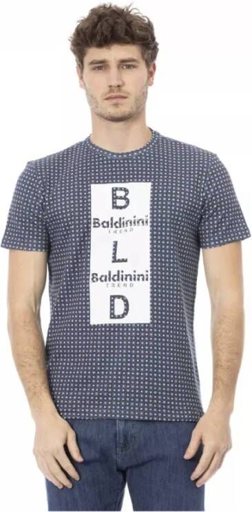 Baldinini Heren Trendy Grijs Katoenen T-Shirt Blauw Heren