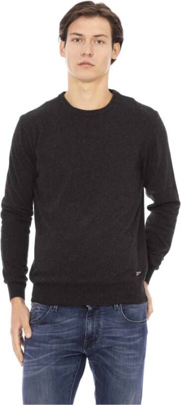Baldinini Elegante Monogram Trui met Ronde Hals Black Heren
