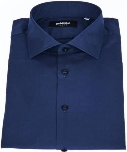 Baldinini Italiaanse Kraag Slim Fit Shirt voor Heren Blauw Heren