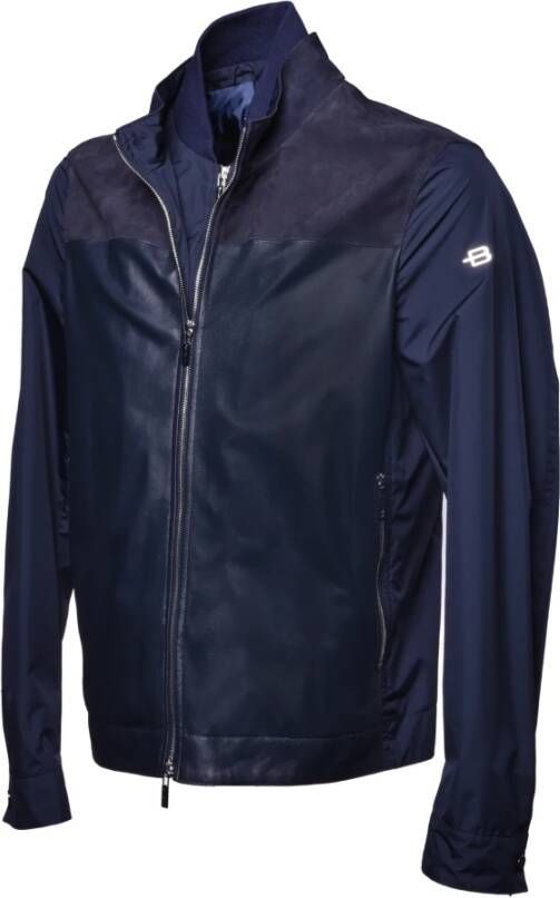 Baldinini Jacket in fabric and blue suede Blauw Heren