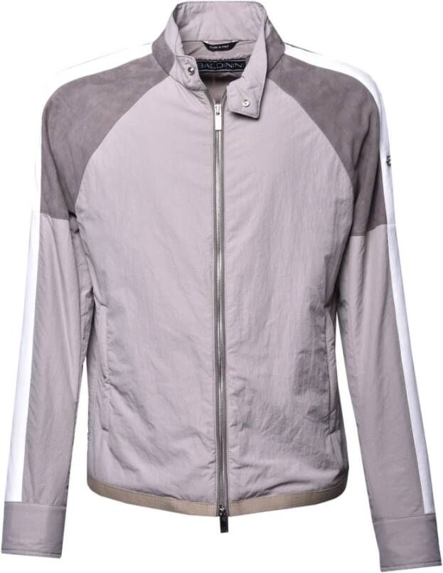 Baldinini Jacket in fabric and taupe suede Grijs Heren