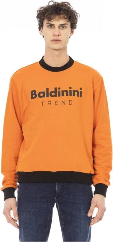 Baldinini Katoenen Sweater met Logo aan de Voorkant Orange Heren