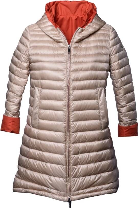 Baldinini Light reversible down jacket in beige and red fabric Bruin Dames