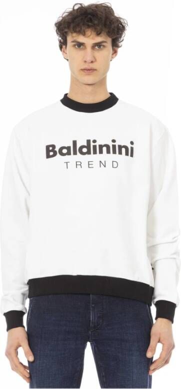 Baldinini Witte katoenen trui met lange mouwen en fleece hoodie White Heren