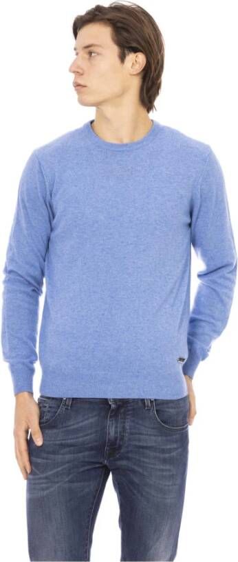 Baldinini Elegante Lichtblauwe Trui met Ronde Hals voor Mannen Blue Heren