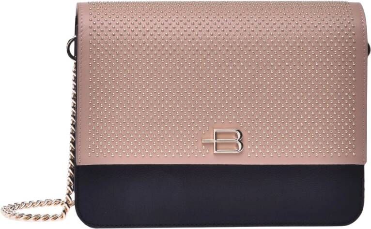 Baldinini Nude and black leather shoulder bag Zwart Dames