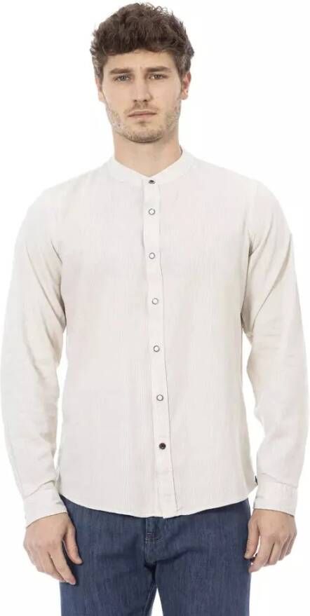 Baldinini Witte Rayon Overhemd Regular Fit Mandarin Kraag White Heren