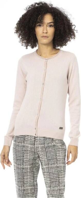 Baldinini Roze wollen trui lange mouwen metalen monogram Pink Dames
