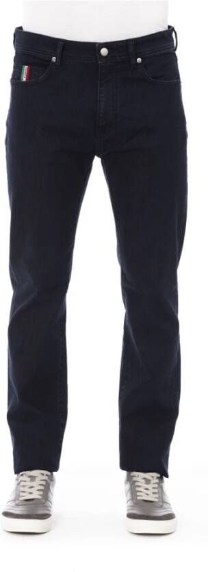 Baldinini Trendy Blauwe Katoenen Jeans met Logo Knoop Blue Heren