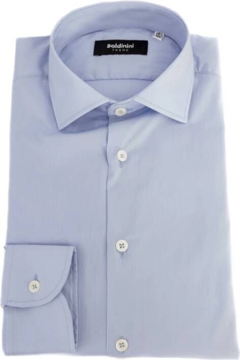 Baldinini Slim Fit Herenoverhemd met Italiaanse Kraag Blauw Heren