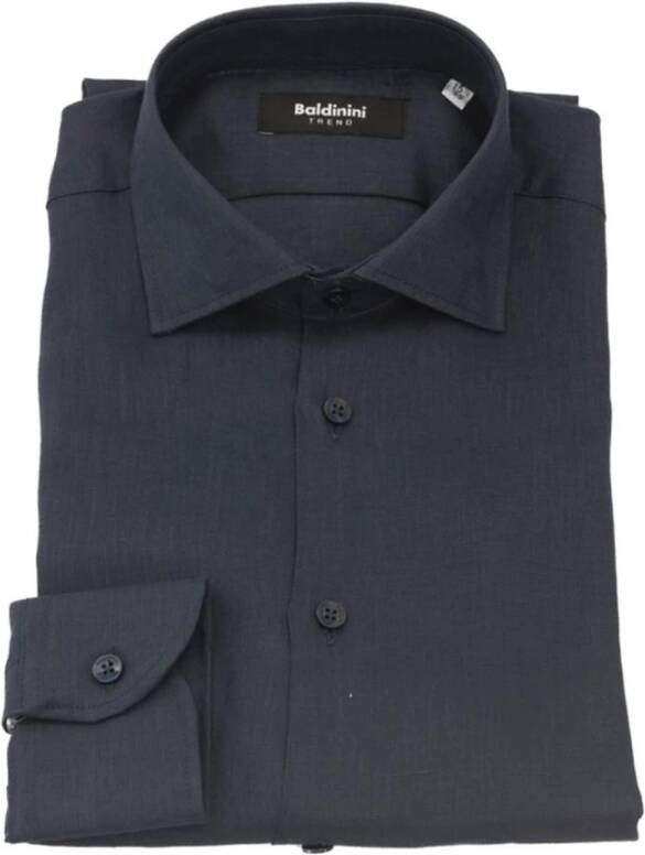 Baldinini Mannen Slim Fit Overhemd met Italiaanse Kraag Blauw Heren