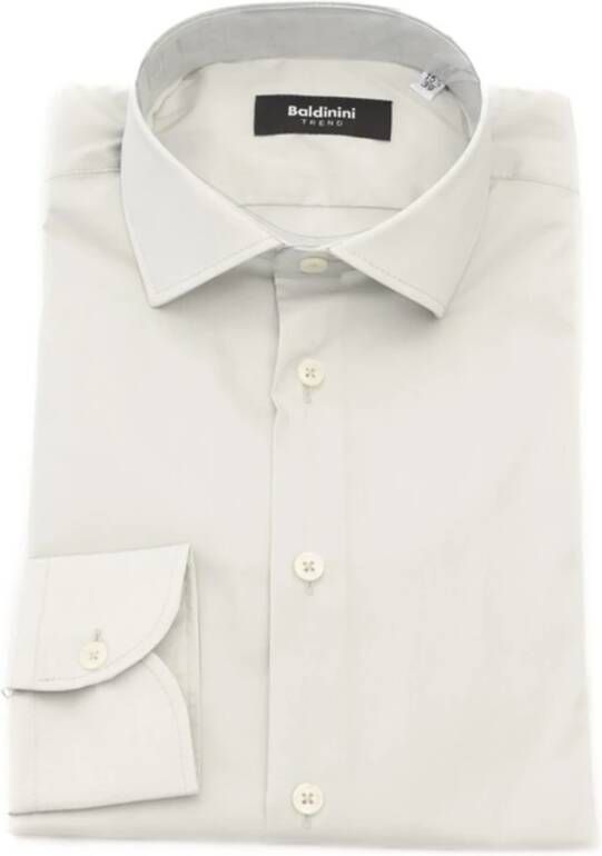 Baldinini Slim Fit Overhemd met Italiaanse Kraag en Logo Detail Grijs Heren