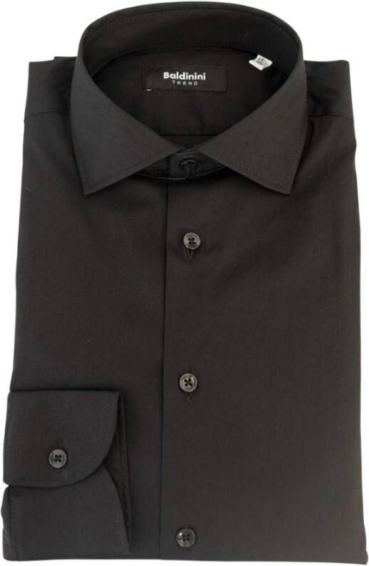 Baldinini Slim Fit Overhemd met Italiaanse Kraag en Logo Detail Zwart Heren