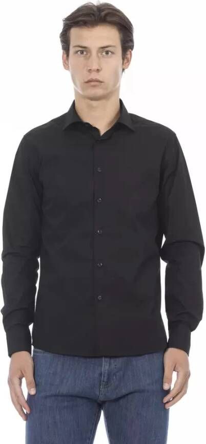 Baldinini Zwart Linnen Overhemd Upgrade je Casual Garderobe met dit Slim Fit Overhemd Black Heren