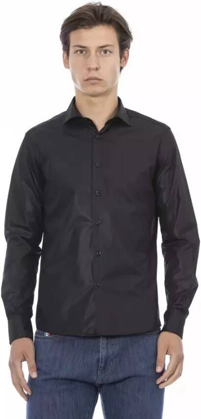 Baldinini Slim Fit Zwart Polyester Shirt Zwart Heren