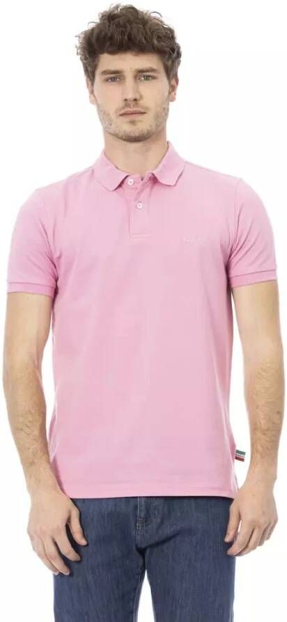 Baldinini Roze Katoenen Polo met Elegant Borduurwerk Pink Heren