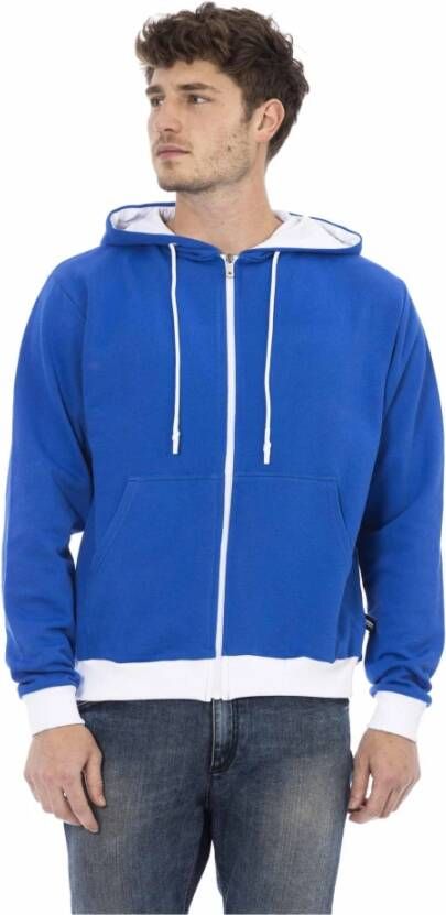 Baldinini Luxe Blauwe Wollen Hoodie met Logo op de Achterkant Blue Heren