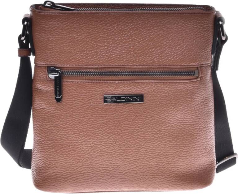 Baldinini Tan calfskin crossbody bag Bruin Heren