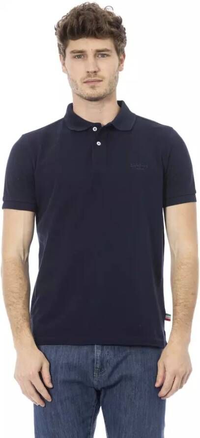 Baldinini Blauw Katoenen Poloshirt met Chique Borduurwerk Blue Heren
