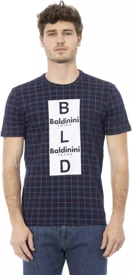 Baldinini Blauw Katoenen T-shirt met Print op de Voorkant Blue Heren