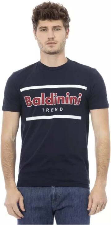 Baldinini Trend Blauw Katoenen T-Shirt met Voorkant Print Blue Heren