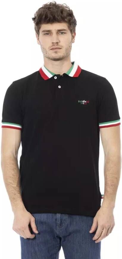 Baldinini Trend Poloshirt met driekleurige kraag Black Heren