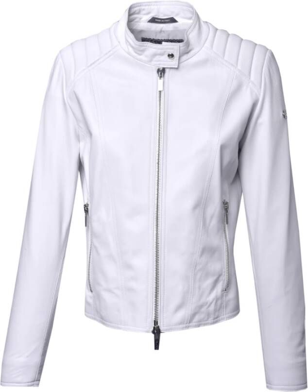 Baldinini White nappa leather biker jacket Wit Dames