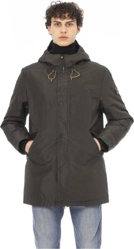 Baldinini Groene Polyester Lange Jas met Welt Zakken Green Heren