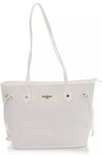 Baldinini Witte Schoudertas met Ritssluiting en Interne Compartimenten White Dames