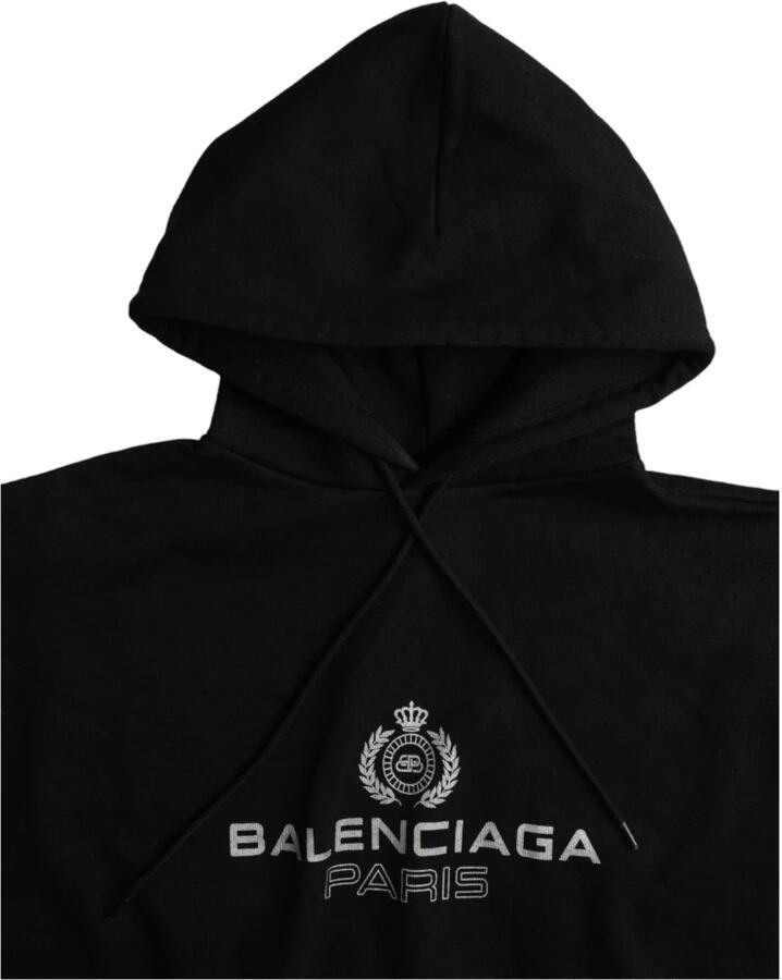 Balenciaga Zwarte Katoenen Logo Hoodie Black Dames