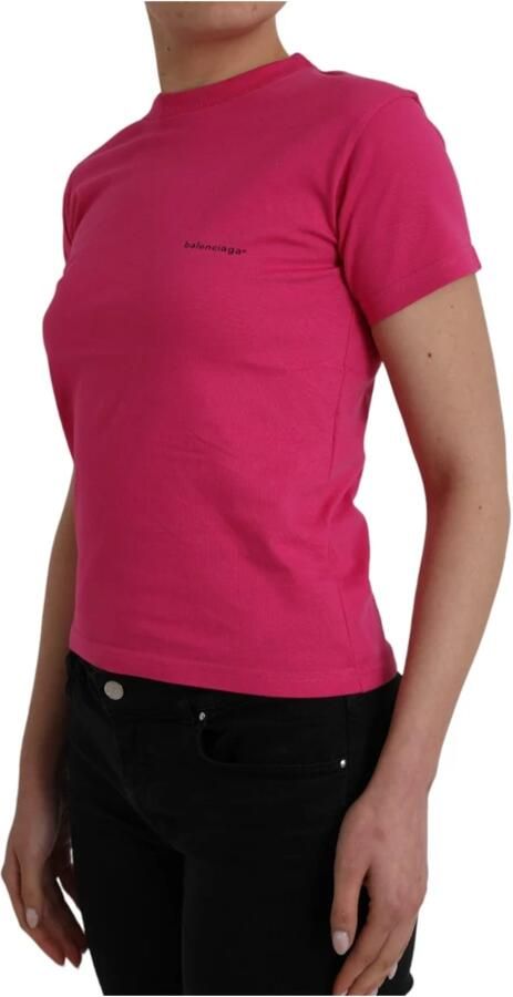 Balenciaga Katoenen T-shirt met Ronde Hals en Korte Mouwen Pink Dames - Foto 6
